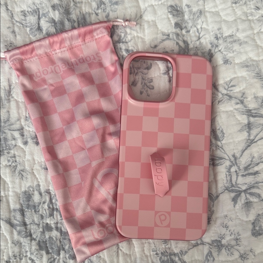 Loopy Case Pink Silicone iPhone Case with Checkered Design